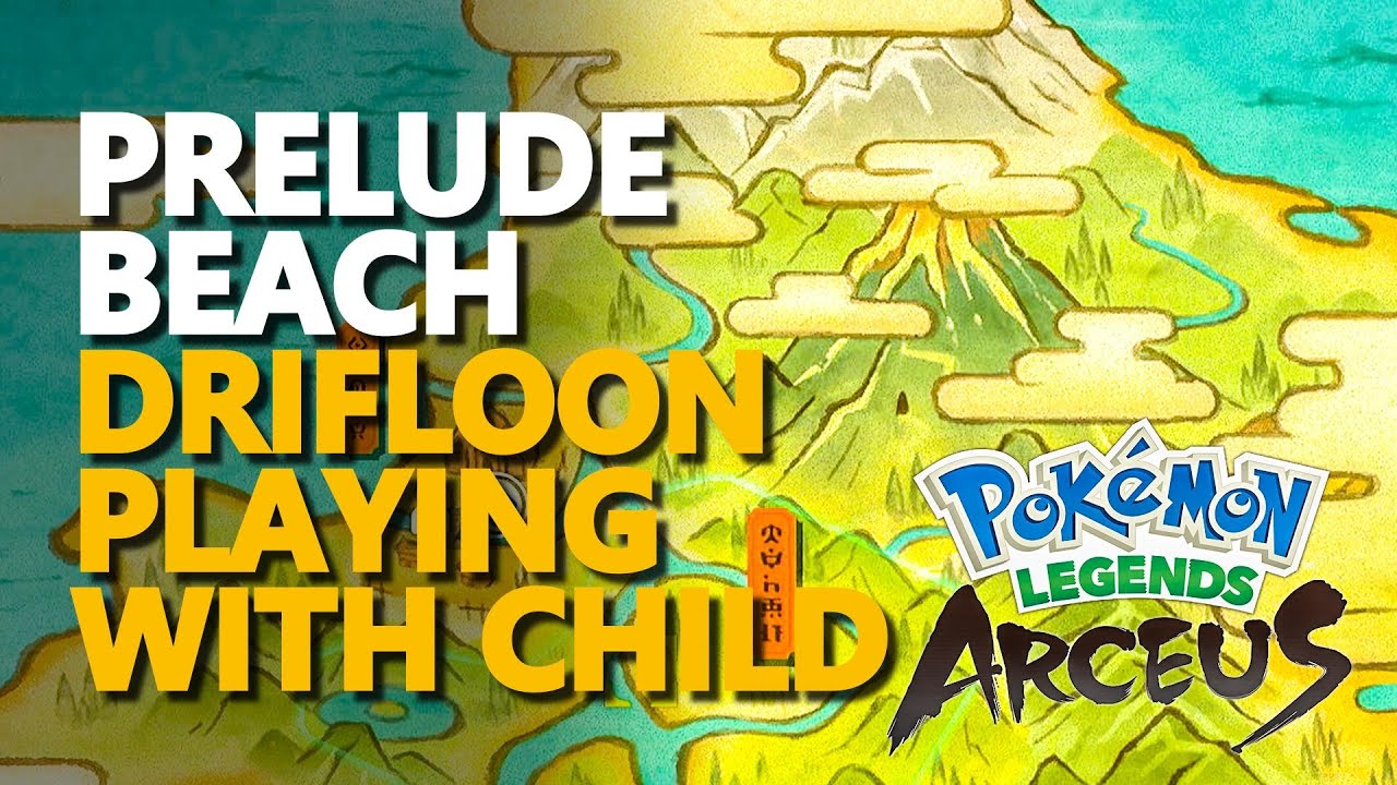 Investigate the Drifloon playing with child at Prelude Beach Pokemon Legends Arceus