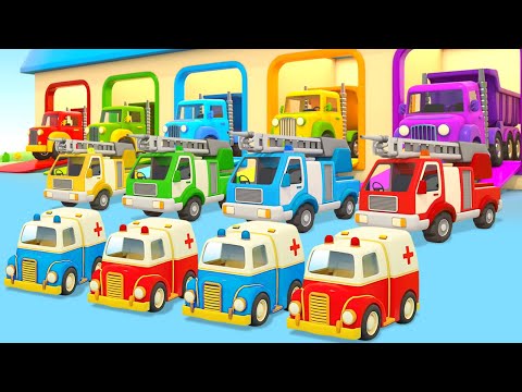 Desenho infantil/Trator escavadeira/Caminhão/Carro de polícia/Caminhão de  bombeiro/Video infantil 