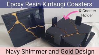 Kintsugi Coasters Navy shimmer and Gold design
