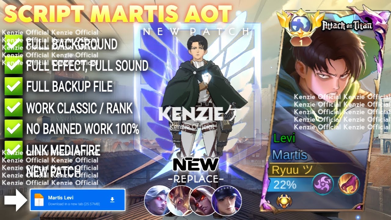 Script Skin Martis AOT - Levi No Password | Full Effect Voice | Patch Terbaru