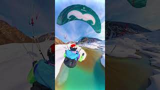 Paraglider Lands on Ice but Falls Into a Water Stream