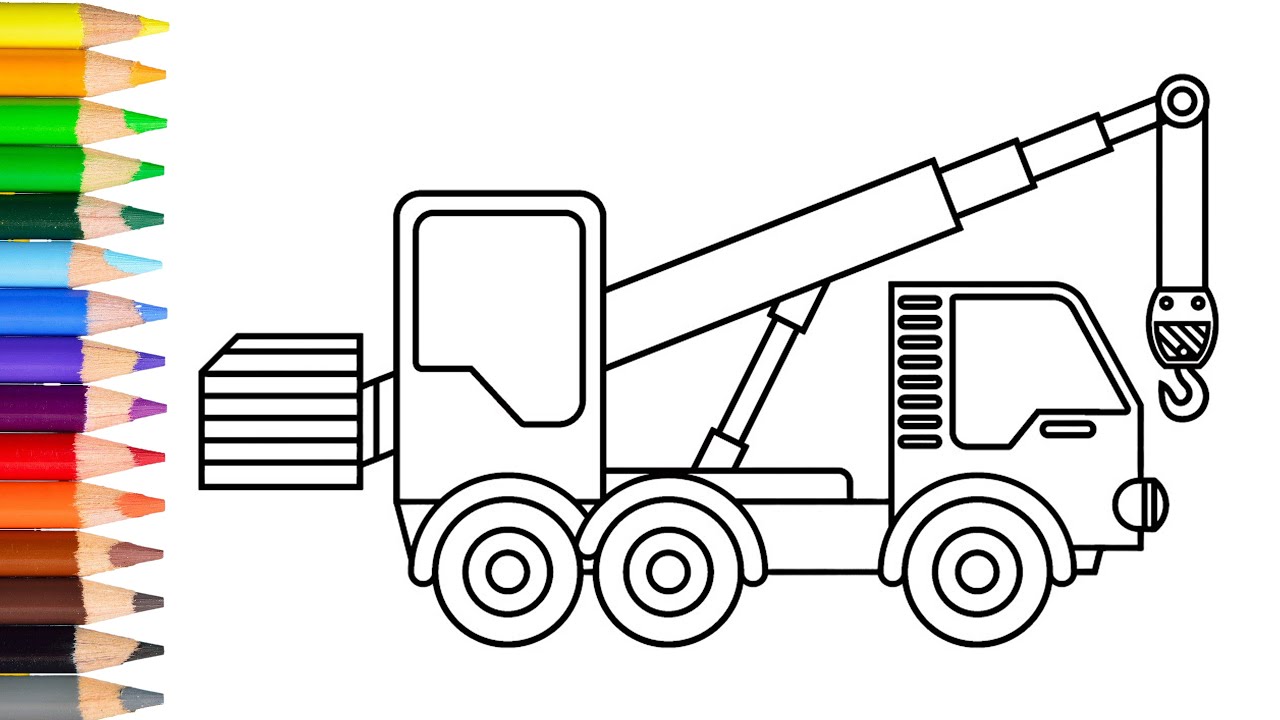 Crane car  working vehicle illustration  line  Stock Illustration  92378949  PIXTA