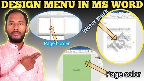 Design menu of ms word || water mark in design menu || page border in design menu || ms word 2016