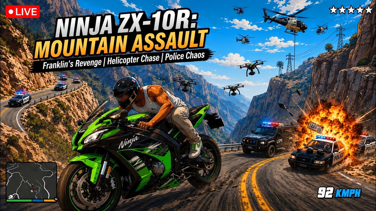 Ninja ZX-10R: High-Speed Police Chase🔥#GTA5Live, #BMW_M8
