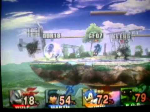Keebs（ワリオ/ウルフ） vs DOR18（マリオ/マルス） vs GF7（リンク/ソニック） vs Edge（ロボット）
