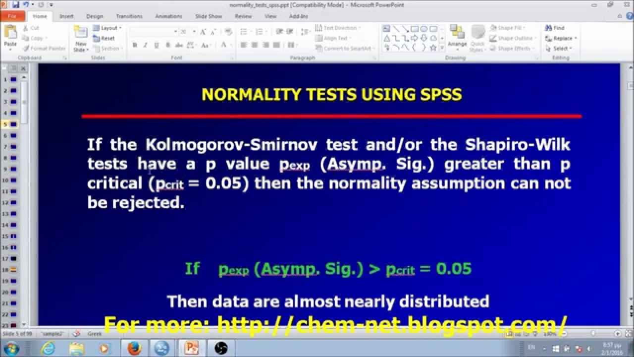 normality tests using spss - YouTube