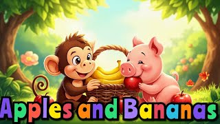 Apples and Bananas | Learn Vowels | Nursery Rhymes | Kids Rhymes | Littlewnders