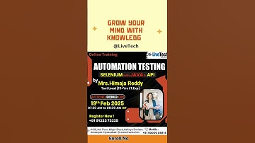 Automation Testing (Selenium+Java & API) Online Batch | Starts 19th Feb | LiveTech  #training  #job