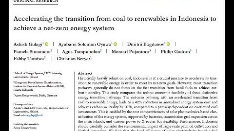 Indonesia Net Zero Energy Transition - An Accelerated Renewable Pathway