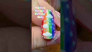 Rainbow Ceramic Pottery Nail Design #pressonnails #potterynails #ceramicnails #rainbownails #nails