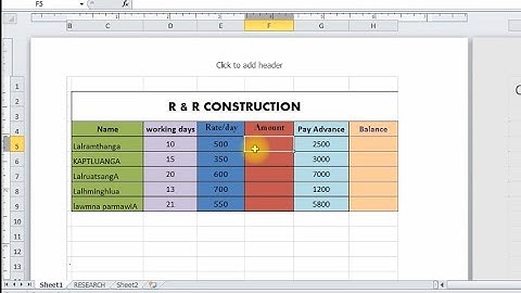 Excel Lesson - 4 MIZO || Multiplication / Substraction / SUM
