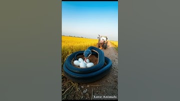 Tractor finds big snake laying eggs in the middle of the field #shots #animals #python #bigsnake