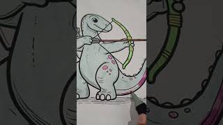 Dinosaur Archer Coloring Page: Relax and Get Creative 🦖🏹