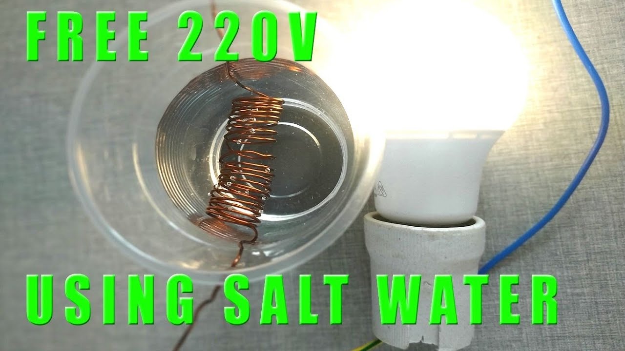 Free energy using salt water at home new technology YouTube