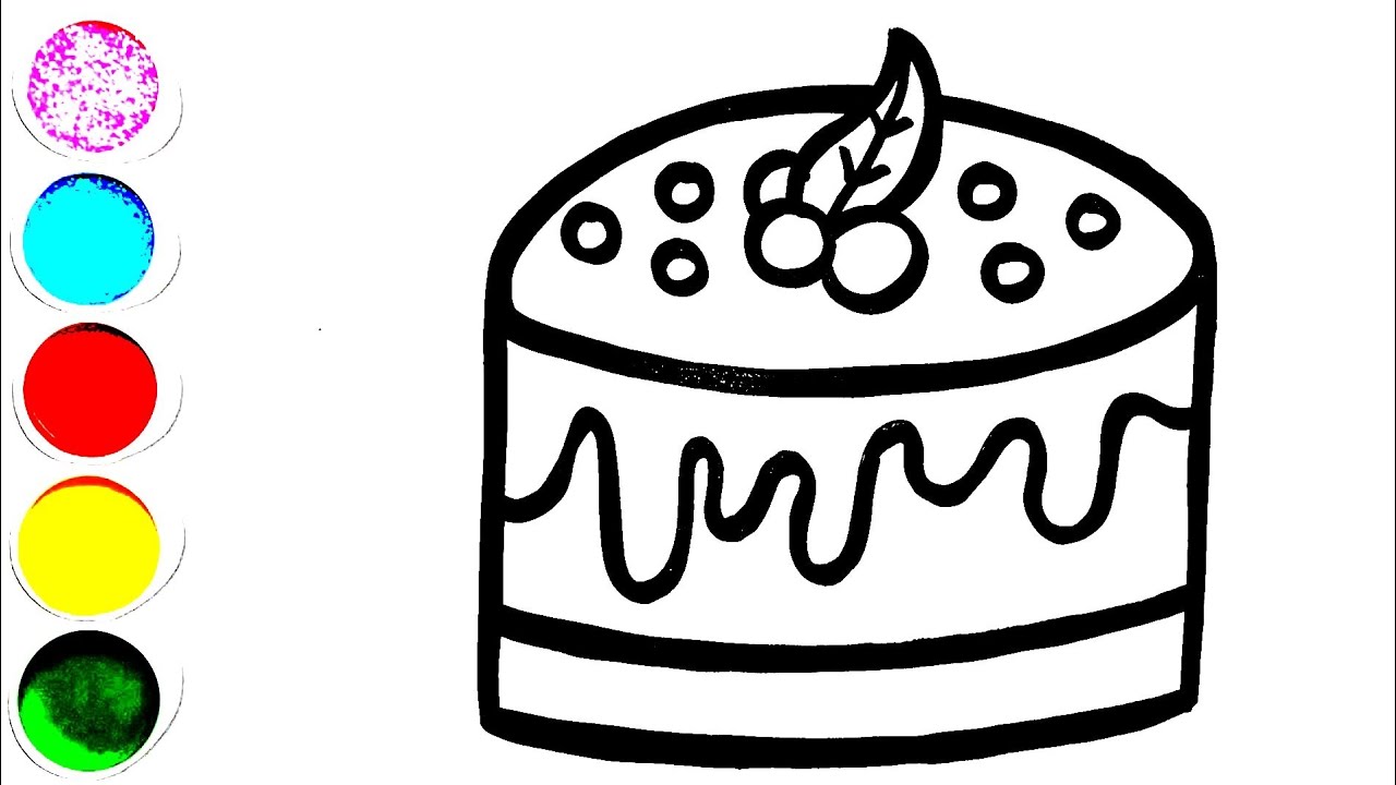 BIRTHDAY CAKE DRAWING, Coloring and Painting for kids & Toddlers | Let's Draw Together