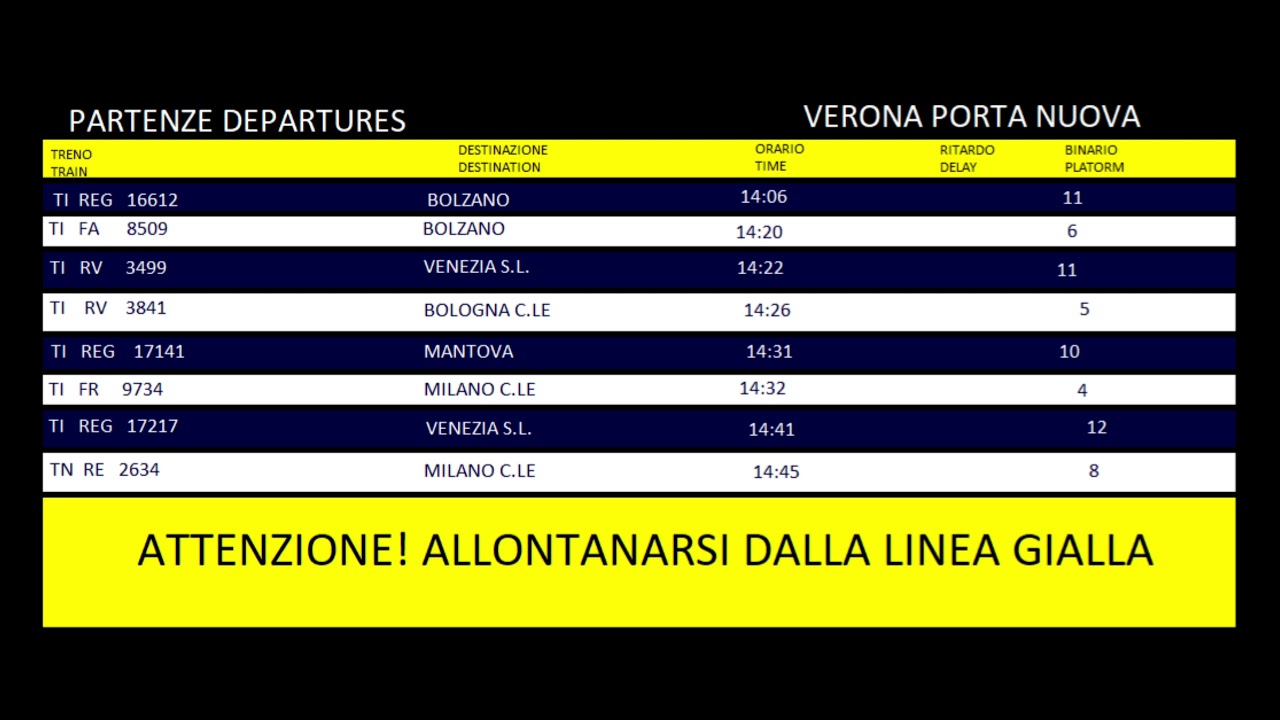 Annunci dalla stazione di Verona Porta Nuova