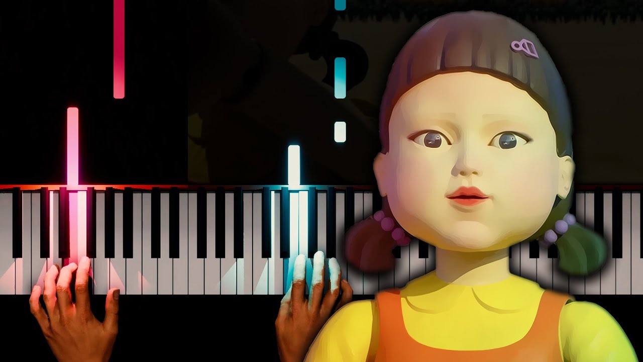 Squid Game Red light Green light Piano tutorial | PVisualiano