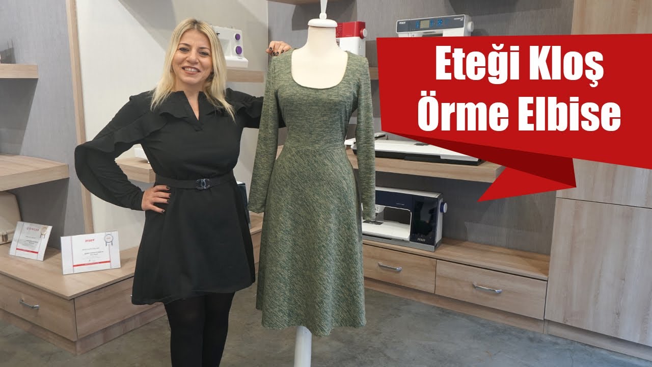 Eteği Kloş Örme Elbise Dikimi