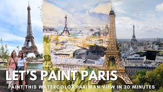 Paint the Eiffel Tower in Watercolor in 30 minutes or less. Full painting demonstration