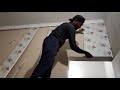 PVC wall panel installing working , how to make PVC wall panel installing ,