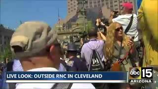 NOW: Things getting HEATED outside of the Republican National Convention between Protesters & Police