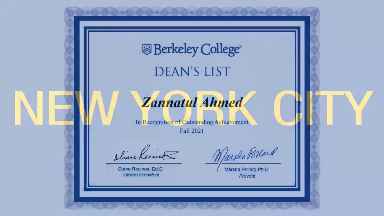 President's and Dean's List Winter 2021