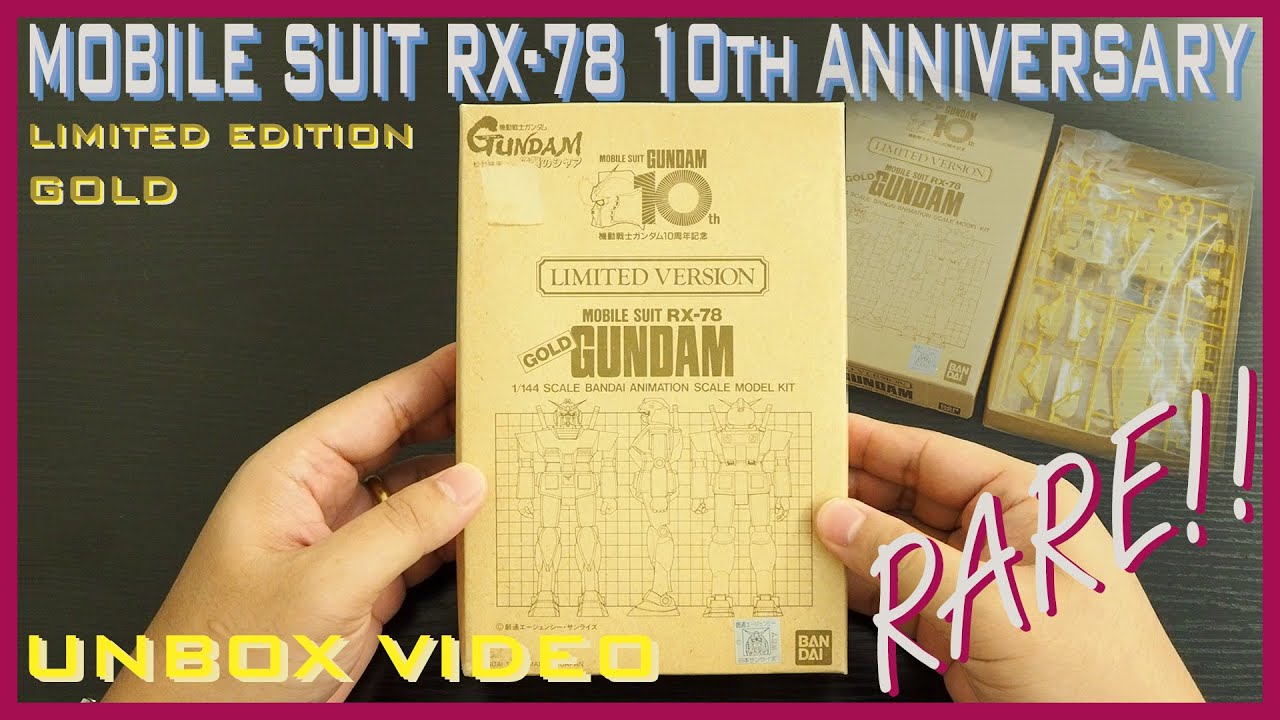 非売品 BANDAI 1/144 RX-78 Gold Gundam10周年記念 UNBOXING] RARE VINTAGE: RX-78 GUNDAM GOLD LIMITED VERSION (10th