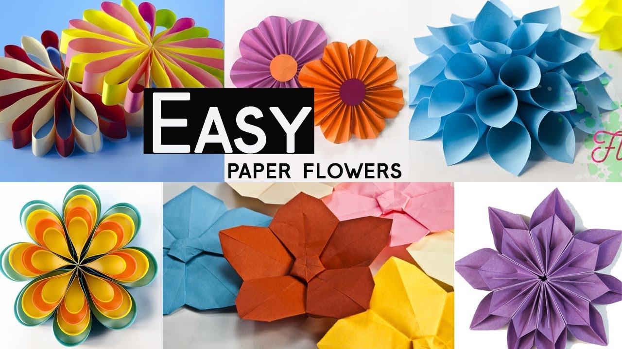how to make a beautiful paper flowers 6 easy paper flowers compilation paper flower craft youtube