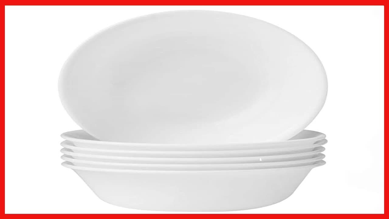 Corelle Cereal Bowl Set for 6  18 Ounce Reusable Soup Bowls in Winter Frost White  Triple Layer