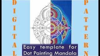 Dot painting mandala 29x39 cm. Template with sizes and design. Step by step