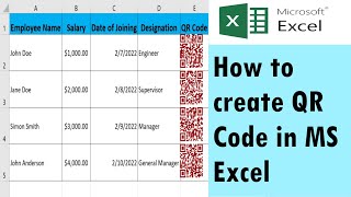 How to create a QR Code for selective data in MS Excel screenshot 2