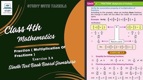Multiplication of fractions - Exercise 3.4 | Class 4 Mathematics | Sindh Text Book