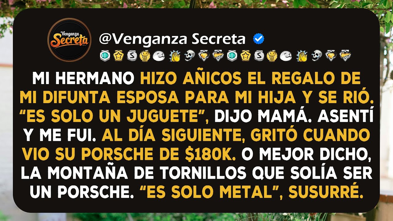 Mi hermano destrozó el último regalo de mi difunta esposa para mi hija. Así que convertí su Porsche