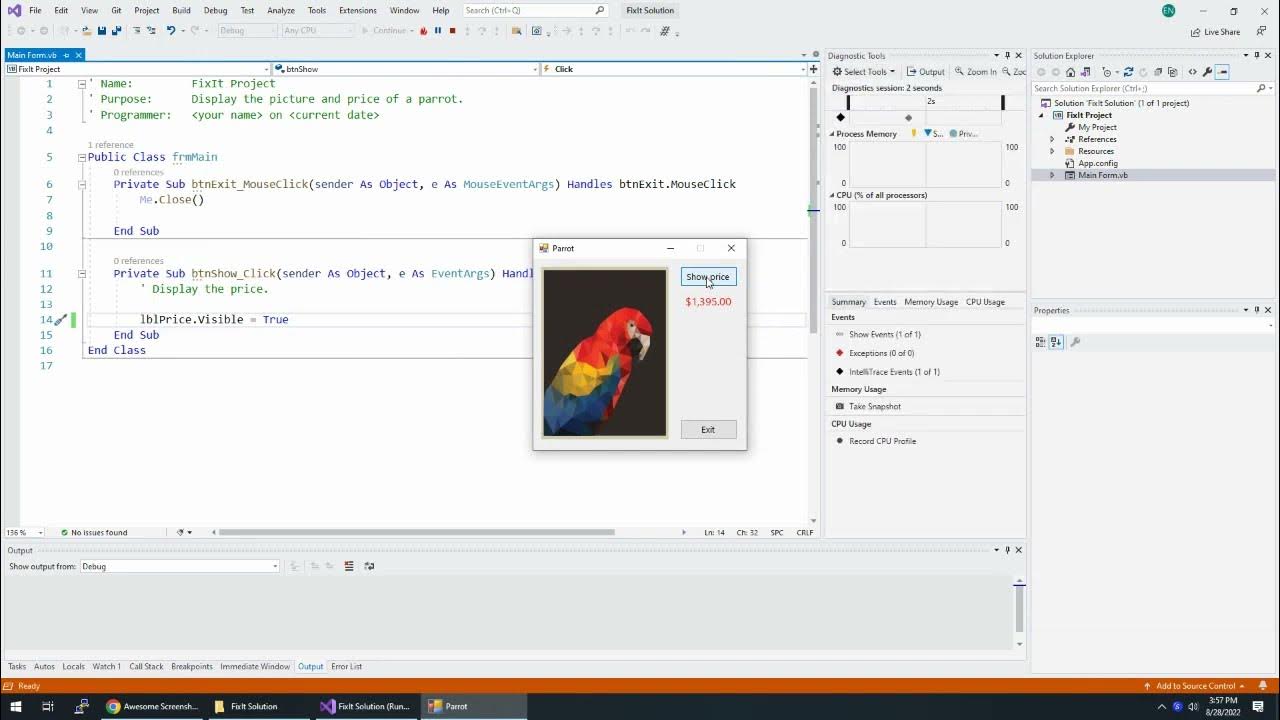 FixIt Solution Chapter 1 Zak's Programming with Microsoft Visual Basic ...