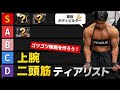 やり込んでるか？腕の迫力の要。上腕二頭筋ティアリスト