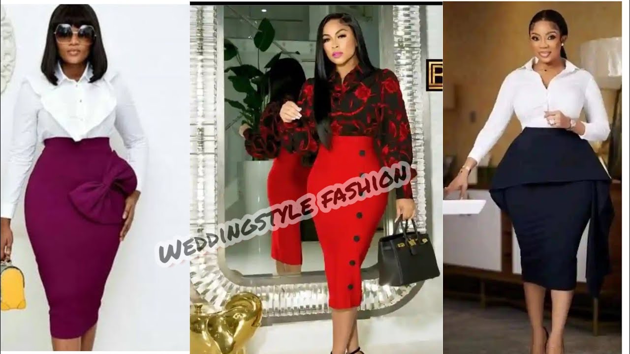 LASTEST BEAUTIFUL FASHION DESIGN OFFICE SKIRT & BLOUSE IDEAS/CLASSIC&SMART FOR CORPORATE WORKER 2023