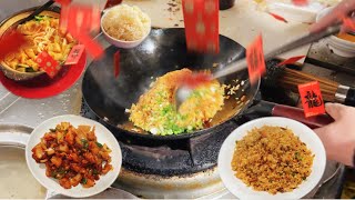 Chinese street food Beef Fried RiceKung Pao Chicken Sausage Casserole