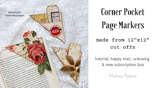 CORNER POCKET PAGE MARKERS from 12x12 OFF CUTS | NEW SUBSCRIPTION BOX #peaceandpages | HAPPY MAIL