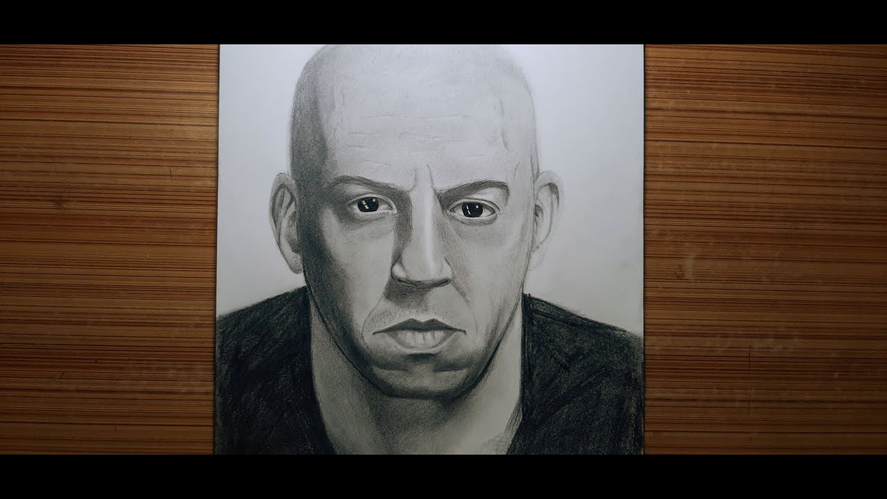 Vin Diesel pencil portrait drawing timelapse pencil drawing YouTube
