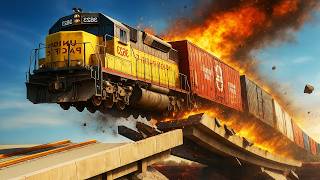 Earthquake Damaged Bridge Railroad Accidents Derailments ✅ BEAMNG.Drive LIVE STREAM