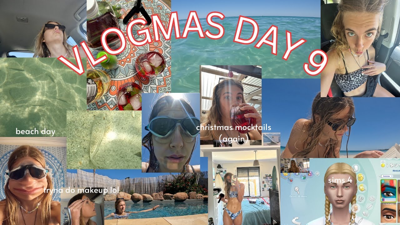 VLOGMAS DAY 9: beach day, trying makeup and christmas mocktails - YouTube