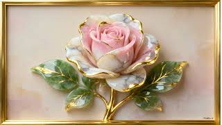 Luxury Blush Pink Marble Rose 3D Art | 2 Hour Golden Frame TV Screensaver | 4K Elegant View screenshot 4