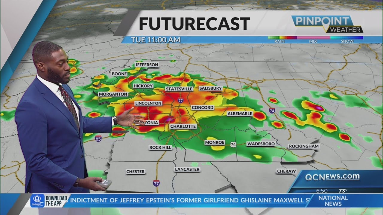 Warm and wet Tuesday for Carolinas with isolated storms - YouTube