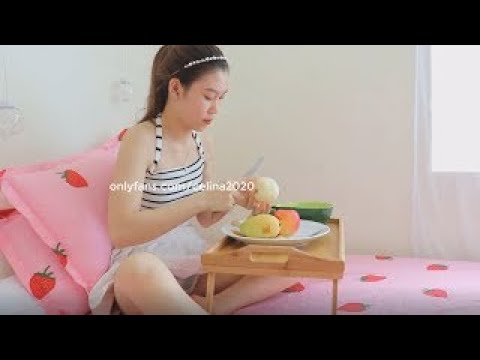 single mother Celina eats fruit - Single mom Celina