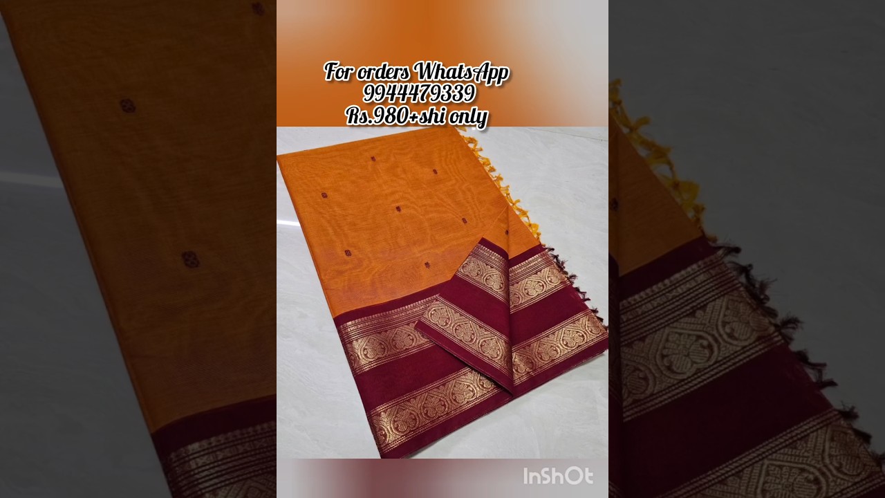 Trending# kanchi putta sarees with running blouse zari border To orders 💖