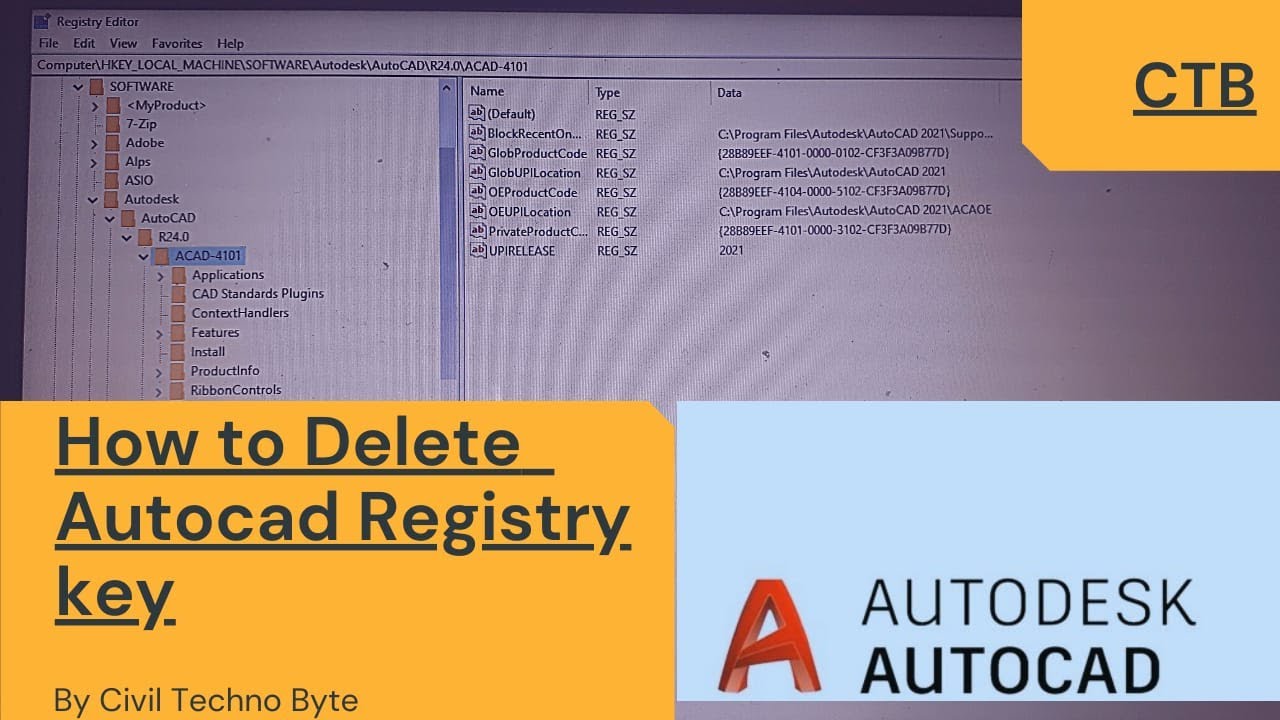 ลบ registry  Update New  How to uninstall clean AutoCad registry files|Remove Licence|Remove student version in 2021.