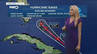 Hurricane Isaias forecasted to become a Category 2 hurricane