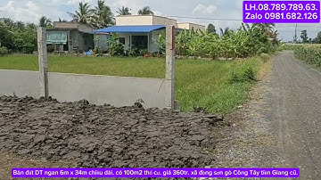 Bán đất nền DT 6m x 34m có sẵn 100m2 thổ cư. Giá 360tr. Gò Công Tây tiền Giang. 08.789.789.63