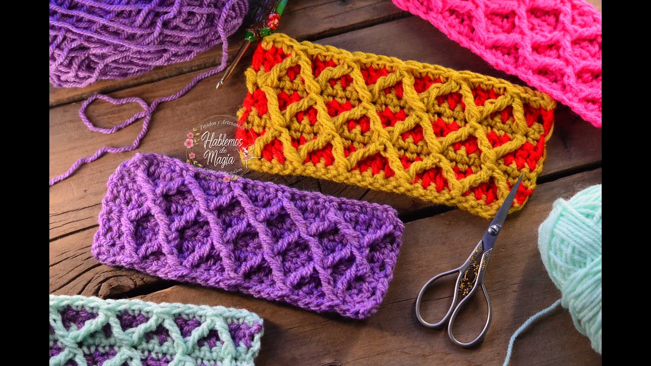 ( Punto diamante y plus) Paso a paso en crochet