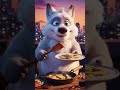A cute and adorable wolf is having breakfast with orek tempe on a rooftop." #music #fun #love